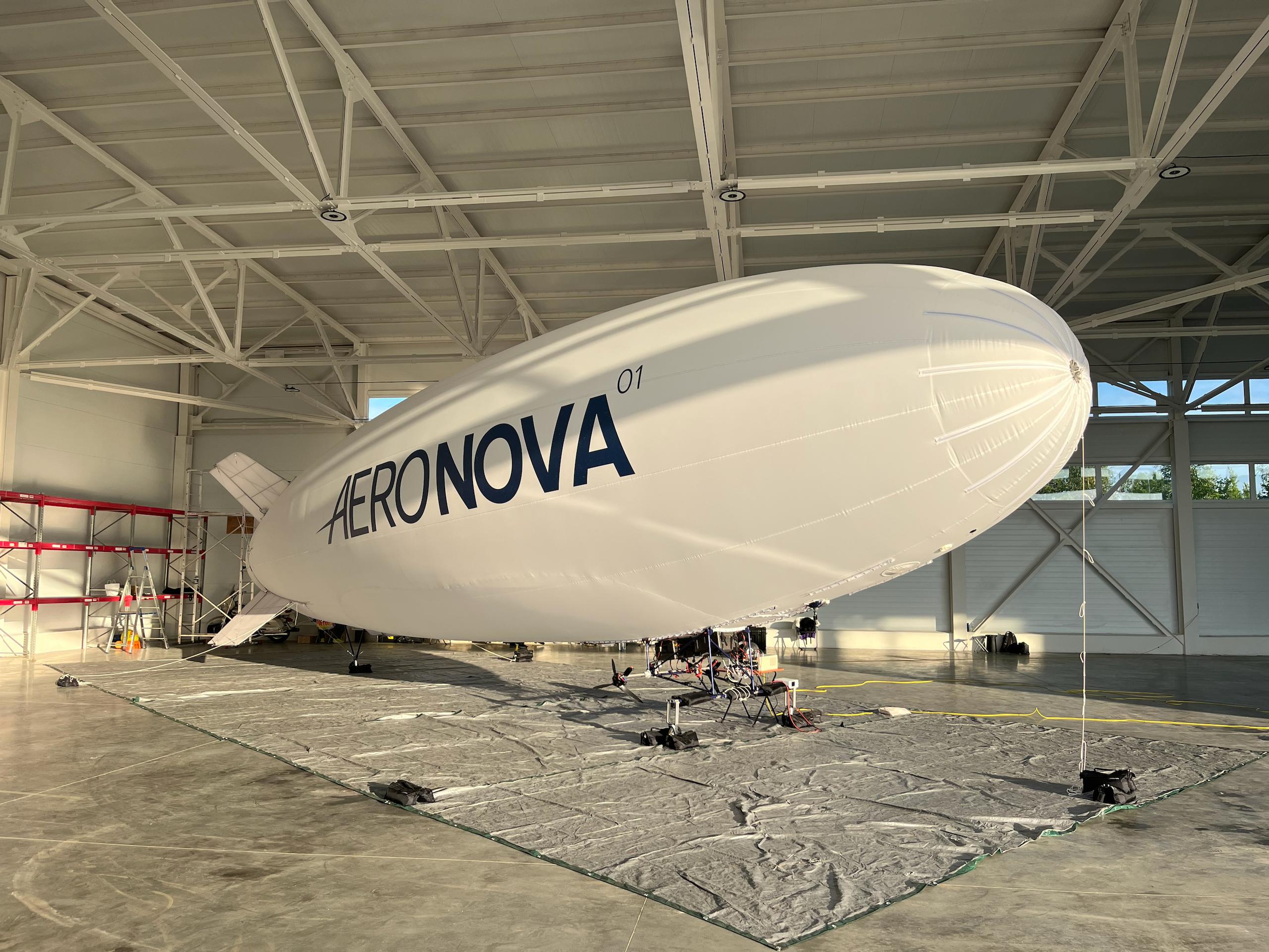 NOVA-01 inflated in the hangar on protective tarp